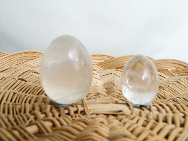 Bergkristall Edelstein-Eier,  GEBOHRT, ca. 3 cm, Made in Germany